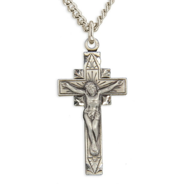 Best Quality USA Made Heartland Womens or Youth Sterling Silver Two-Tone Crucifix Chain Choice Best Quality USA Made Heartland Womens or Youth Sterling Silver Two-Tone Crucifix Chain Choice
